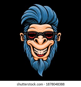 monkey cool glasses vector illustration