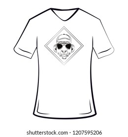 Monkey cool sketch on tshirt