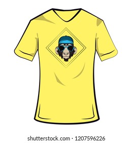 Monkey cool sketch on tshirt