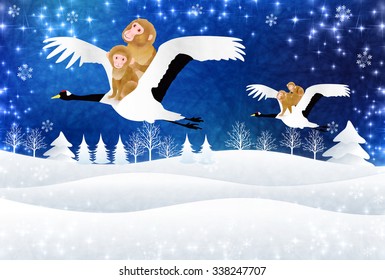 Monkey crane New Year's card background