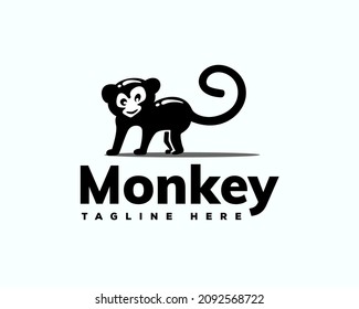 monkey creep silhouette logo template illustration