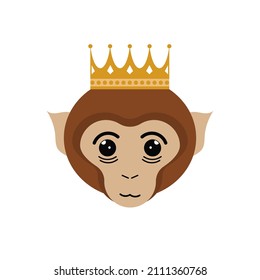 Monkey with crown. Monkey character, crown stickers