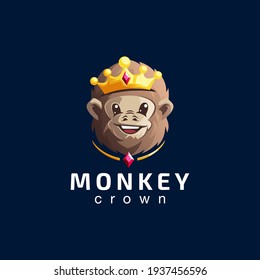 Monkey Crown Gradient Logo Design