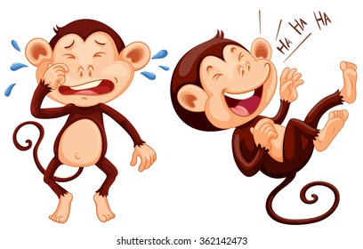 Monkey Crying And Laughing Illustration