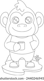 Affenbecher Kaffee Tier Vektor Grafik Illustration