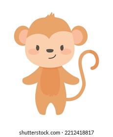 monkey cute animal icon isolated