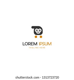 Monkey Cute Cart E Commerce Abstract Creative Illustration Business Modern Logo