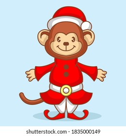 monkey with cute Christmas costume and decoration