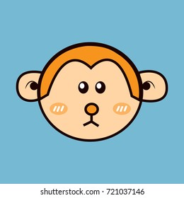 Monkey cute head simple line art  - Vector logo / icon mascot illustration