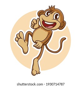 Caricatura del icono del mono. Ilustración del vector de mascota de la jungla de burro. Carácter mamífero zoológico