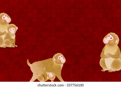 Monkey cute New Year's card background