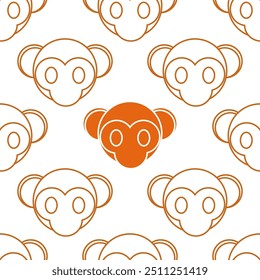 monkey cute pattern with white background, seamless pattern