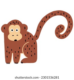 Monkey cute simple illustration. Vector element.