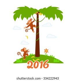 Monkey dance. Happy new year. 2016