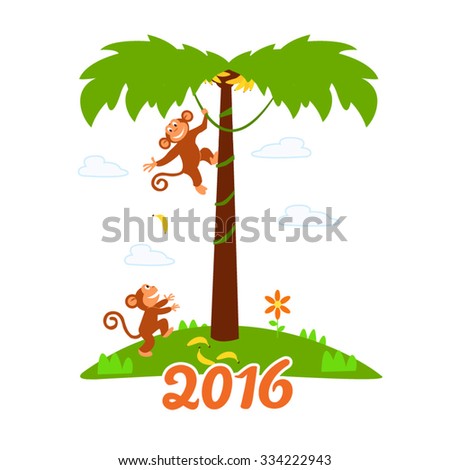 Monkey dance. Happy new year. 2016