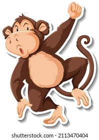 Monkey dancing animal cartoon sticker illustration