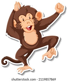 Monkey dancing animal cartoon sticker illustration