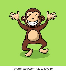 Monkey dancing cartoon character, flat design style