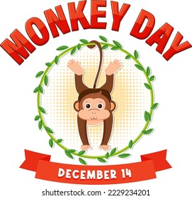 Monkey day text banner design illustration