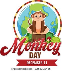 Monkey day text banner design illustration