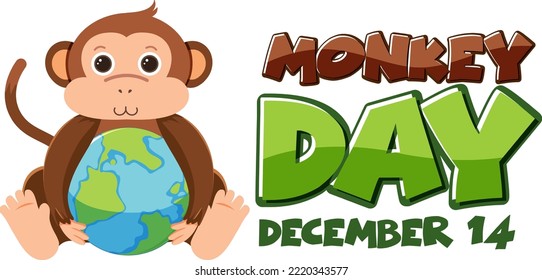 Monkey day text for banner or poster design illustration