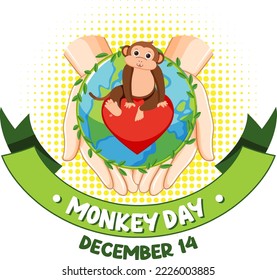 Monkey day text for banner or poster design illustration