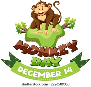 Monkey day text for banner or poster design illustration