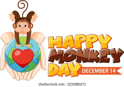 Monkey day text for banner or poster design illustration