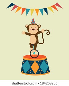Monkey design over beige background, vector illustration