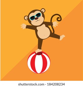 Monkey design over orange background, vector illustration