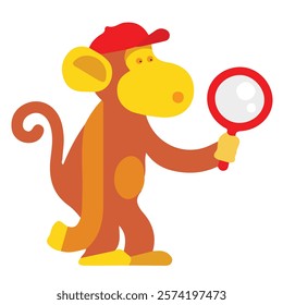Monkey Detective illustration in orange color