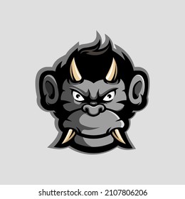 Monkey devil mascot logo design vector with modern illustration for sport team, gaming, esport