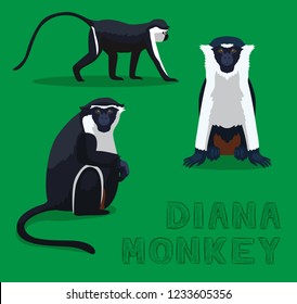 Monkey Diana Cartoon Vector Illustration