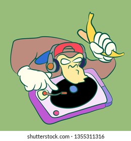 monkey disk jockey cartoon