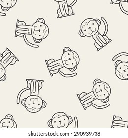 monkey doodle seamless pattern background