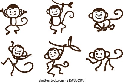 Monkey doodle. Simple animal drawings.