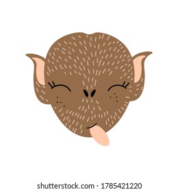 Сute monkey. Doodle style. Wild animal. Cartoon character. Monkey in cartoon style. Vector isolated illustration with an animal. Printing on postcards. Vector isolated illustration with a monkey.