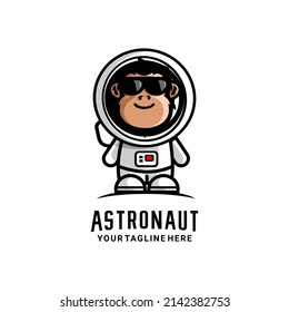 monkey dressed astronaut logo illustration vector