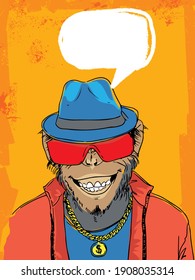 Monkey dressed as an urban human, vector illustration