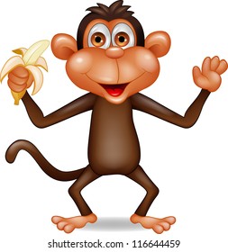 Monkey eating banana