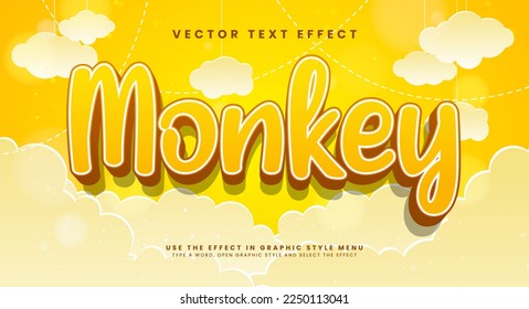 Monkey editable text style effect with paper cut style.