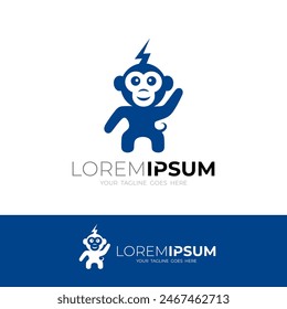 el mono y el logotipo eléctrico son iconos de animales azules