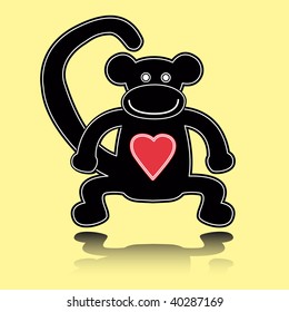 monkey Elephant with heart sticker