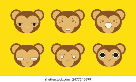 Mono Emoticon Face Vector Set