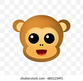 Monkey Emoticon on Transparent Background. Isolated Vector Illustration 