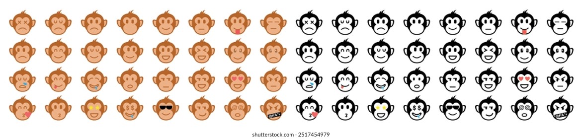 monkey emoticon smiley ape face head expression