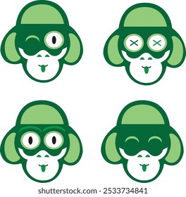 Monkey emoticon vector features a playful and expressive monkey character displaying a variety of emotions, from joy and surprise to curiosity and mischief.