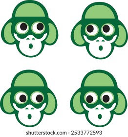 Monkey emoticon vector features a playful and expressive monkey character displaying a variety of emotions, from joy and surprise to curiosity and mischief.