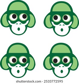 Monkey emoticon vector features a playful and expressive monkey character displaying a variety of emotions, from joy and surprise to curiosity and mischief.