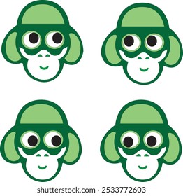 Monkey emoticon vector features a playful and expressive monkey character displaying a variety of emotions, from joy and surprise to curiosity and mischief.